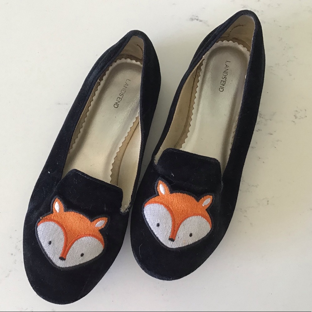 Black Velvet Shoes w/ fox decal